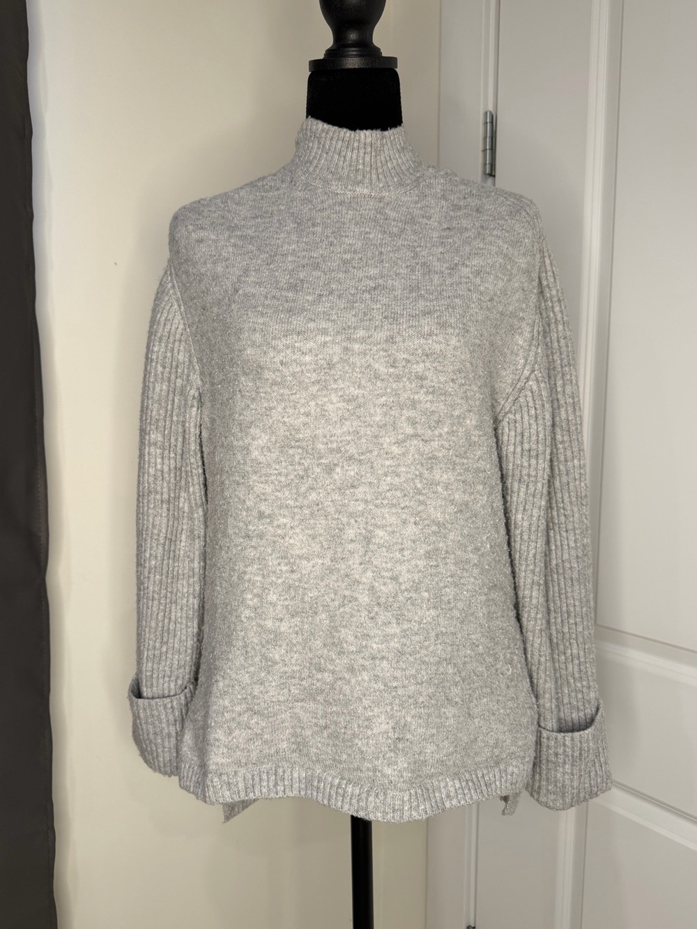 Cozy Mock Neck Light Gray Women's Sweater